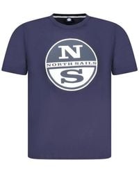 North Sails - Tops ,Blauw ,Katoen Blauw Katoen Crew Neck T-Shirt - Lyst