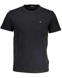 Napapijri - Elegantes schwarzes baumwoll-t-shirt mit stickerei - Lyst