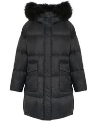 Yves Salomon - Jassen ,Zwart ,Wol Lamswollen Shearling Donsjack Met Capuchon - Lyst