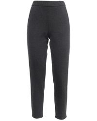 Le Tricot Perugia - Broeken ,Grijs ,Polyester Gebreide Broek Met Elastische Taille - Lyst