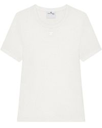 Courreges - Tops ,Wit ,Katoen Logo T-Shirt Met Ronde Hals Van Katoen - Lyst