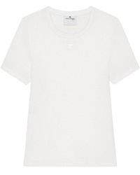 Courreges - Tops ,Wit ,Katoen Logo T-Shirt Met Ronde Hals Van Katoen - Lyst