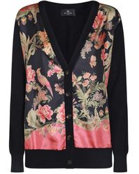 Etro - Blaue wollstrickpullover prints - Lyst