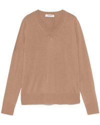 Max Mara - Brauner V-Ausschnitt Pullover Mit Langen Ärmeln - Lyst