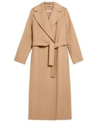 Max Mara - Lange Wollen Jas Met Ceintuur - Lyst