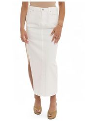 Roy Rogers - Denim Midi Rok Met Zijsplit - Lyst