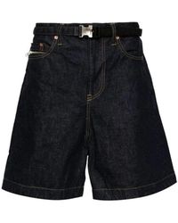 Sacai - Blaue bermuda shorts mit integriertem gürtel - Lyst