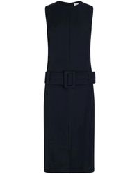 Patou - Kleedjes ,Blauw ,Zwarte Jurk Met Riem En Split - Lyst