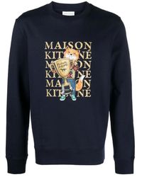 Maison Kitsuné - Blaue fox champion baumwoll-sweatshirt - Lyst