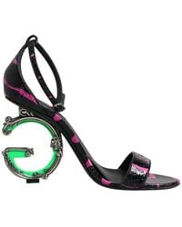 Dolce & Gabbana - Zebra print absatz sandalen schwarz fuchsia - Lyst