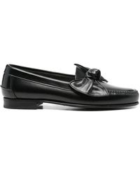 Hereu - Schoenen ,Zwart ,Leer Zwarte Leren Loafers Met Strikdetail - Lyst