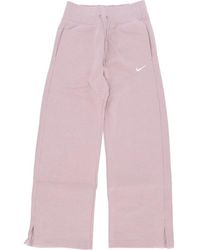 Nike - Fitness ,Roze ,Katoen Fleece Wijde Pijpen Trainingsbroek - Lyst