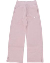Nike - Fitness ,Roze ,Katoen Fleece Wijde Pijpen Trainingsbroek - Lyst