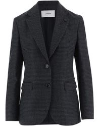Lardini - Jassen ,Grijs ,Wol Wolmix Jas Met Lagen En Ruitpatroon - Lyst