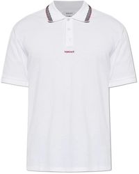Versace - Tops ,Wit ,Katoen Piqué Polo Van Katoen Met Geborduurd Logo - Lyst