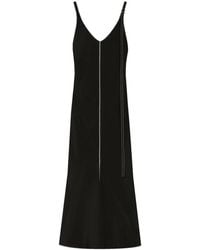 Sportmax - Schwarzes Kleid Mit V-Ausschnitt Und Kontrastnähten - Lyst