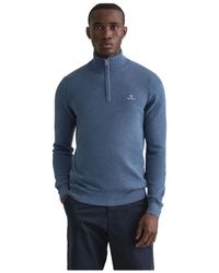 GANT - Klassischer Baumwoll-Piqué Halb-Zip Pullover - Lyst