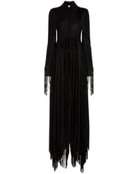 Roberto Cavalli - Fringed maxi kleid mit punkt kragen - Lyst