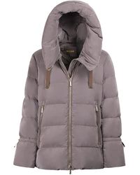 Moorer - Jassen ,Bruin ,Zijden Bruine Jas Met Capuchon - Lyst