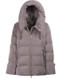 Moorer - Jassen ,Bruin ,Zijden Bruine Jas Met Capuchon - Lyst