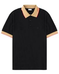 Burberry - Tops ,Zwart ,Katoen Piqué Polo Shirt - Lyst