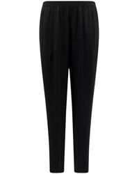 Semicouture - Pantalones de seda negros con cintura elástica - Lyst