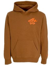 Nike - Fitness ,Bruin ,Katoen Capuchontrui Brits Tan/Oranje - Lyst