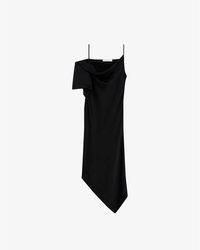IRO - Kleedjes ,Zwart ,Polyester Thiana Asymmetrische Lange Jurk - Lyst