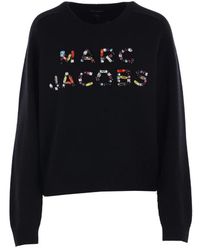 Marc Jacobs - Jersey De Lana Negro Con Logo De Cristal, Mujer, Talla - Lyst