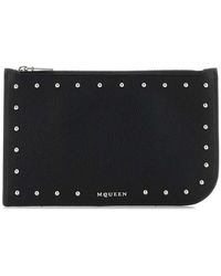 McQueen - Accessoires ,Zwart ,Zwarte Leren Portemonnees - Lyst