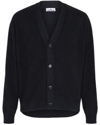 Stone Island - V-Hals Cardigan Met Knopen En Geribbelde Boorden - Lyst