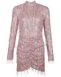 ROTATE BIRGER CHRISTENSEN - Vestido Corto Rosa Con Lentejuelas Y Flecos, Mujer, Talla - Lyst