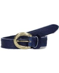 Notre-v - Accessoires ,Blauw ,Wol Blauw Ponyhair Leren Riem - Lyst