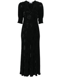 RIXO London - Schwarzes mohnblumenmuster v-ausschnitt kleid - Lyst