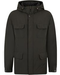 Moorer - Jassen ,Groen ,Polyester Hedendaagse Jas Met Capuchon - Lyst