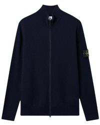 Stone Island - Truien & Vesten ,Blauw ,Katoen Zip-Up Vest - Lyst