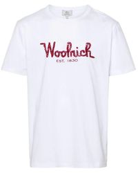 Woolrich - Besticktes logo crew neck t-shirts und polos,kurzarm t-shirts und polos mit besticktem logo - Lyst