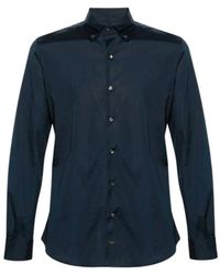 Fay - Overhemden ,Blauw ,Katoen Button Down Stretch Overhemd - Lyst
