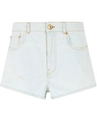 Roberto Cavalli - Lichtblauwe Denim Shorts Met Distressed Details - Lyst