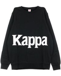 Kappa - Hoodies & Sweatvesten ,Zwart Crewneck Sweatshirt Zwart/Wit - Lyst