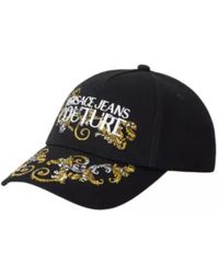 Versace Jeans Couture - Accessoires ,Zwart ,Katoen Geborduurde Baseball Cap Met Gesp - Lyst