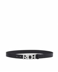 John Richmond - Accessoires ,Zwart ,Leer Leren Riem Met Zilveren 'Rich' Gesp - Lyst