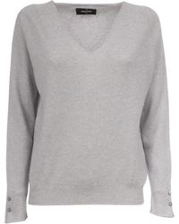 Gran Sasso - Truien & Vesten ,Grijs ,Kasjmier Cashmere Trui Met V-Hals - Lyst