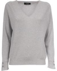 Gran Sasso - Truien & Vesten ,Grijs ,Kasjmier Cashmere Trui Met V-Hals - Lyst