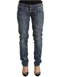 DIESEL - Blaue distressed skinny jeans mit niedriger taille - Lyst