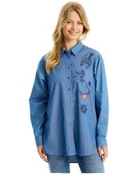 iN FRONT - Overhemden ,Blauw ,Blauw Overhemd Met Kraag En Knopen - Lyst