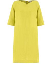 Antonelli - Grünes leinen midi kleid - Lyst