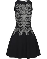 McQueen - Lace Ribcage Jacquard Mini Jurk - Lyst