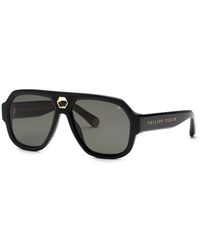 Philipp Plein - Stylische sonnenbrille in glänzendem schwarz - Lyst