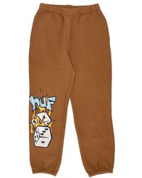 Huf - Broeken ,Bruin ,Katoen Fleece Trainingsbroeken Rubber - Lyst